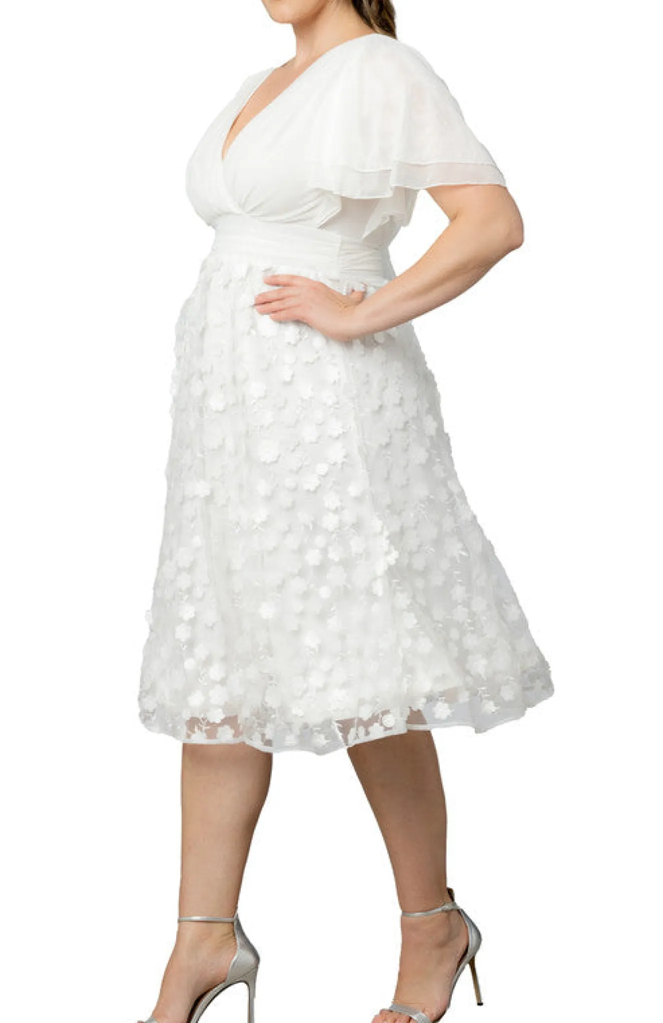 Pretty Petals Mesh Cocktail Dress - Plus