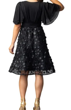 Pretty Petals Mesh Cocktail Dress - Onyx Blossoms