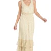 Printed Blouson Maxi Dress with Flounce Hem