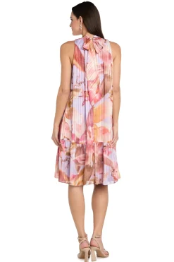 Printed Chiffon Halter Dress with Flounce