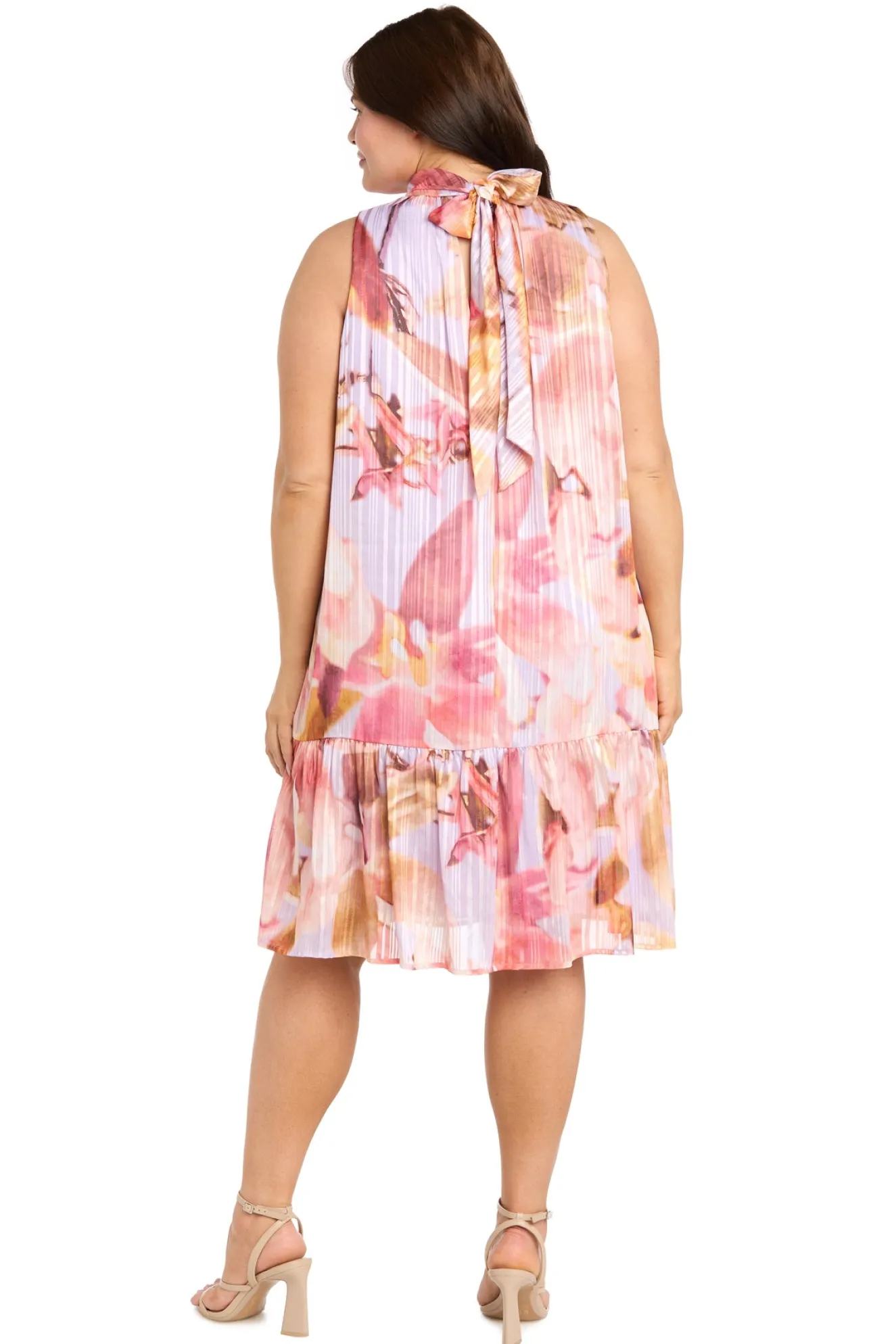 Printed Chiffon Halter with Flounce- Plus