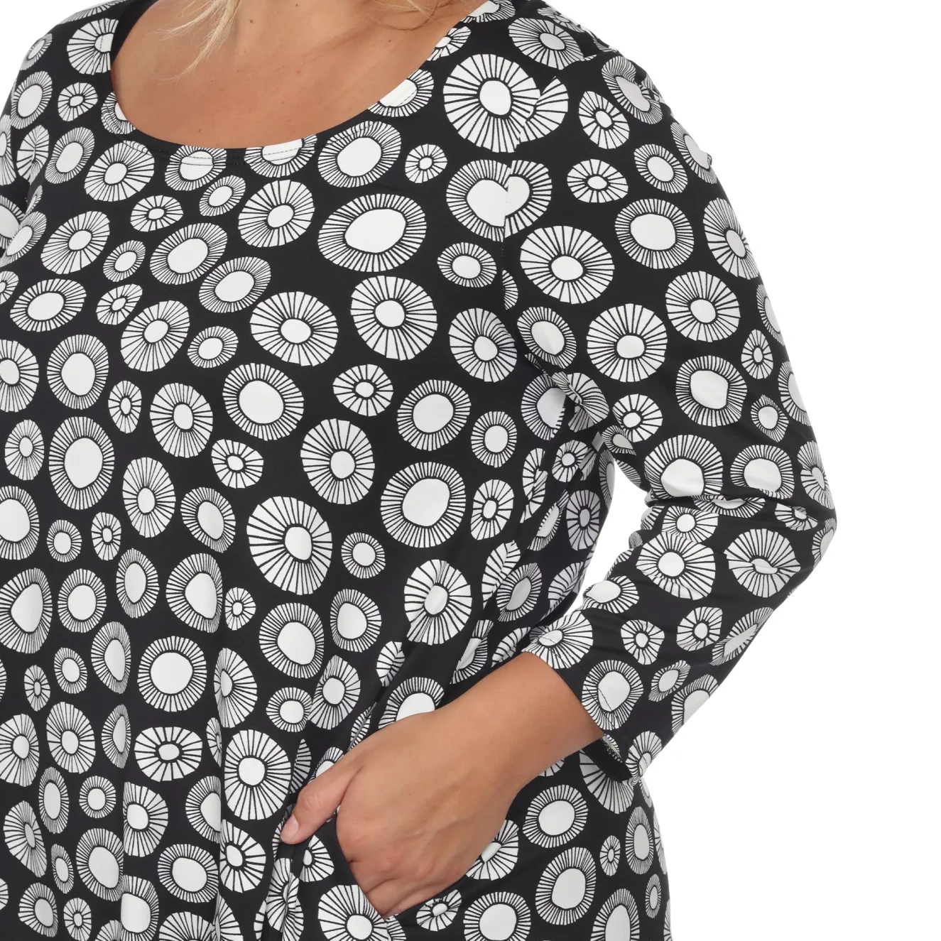 Printed Geometric Circle Tunic Top - Plus