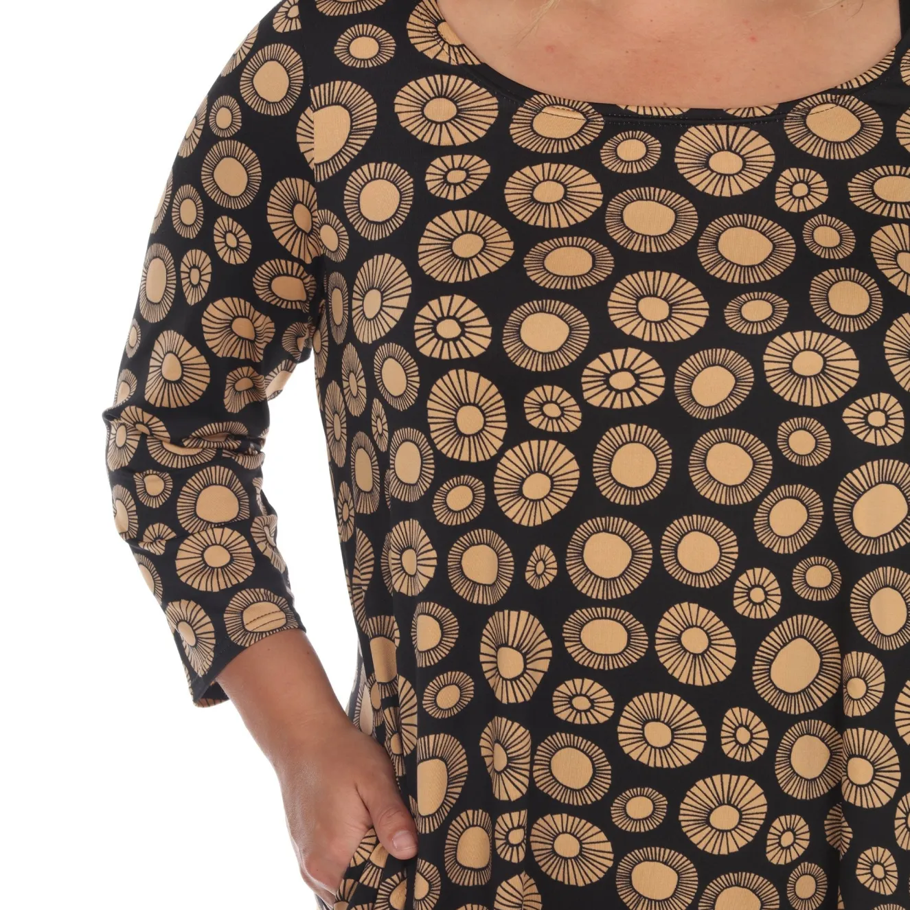Printed Geometric Circle Tunic Top - Plus