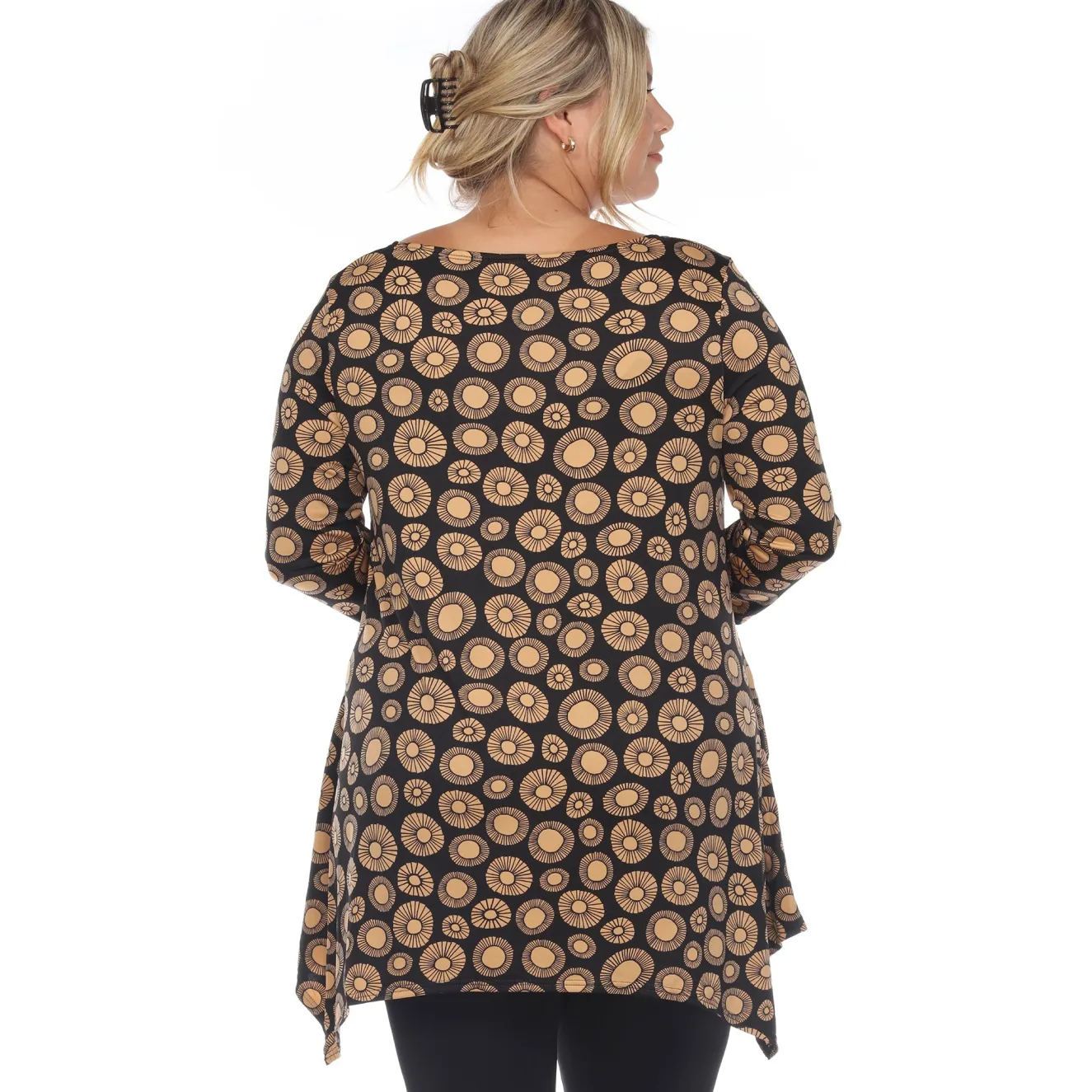 Printed Geometric Circle Tunic Top - Plus