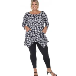 Printed Geometric Circle Tunic Top - Plus