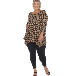 Printed Geometric Circle Tunic Top - Plus