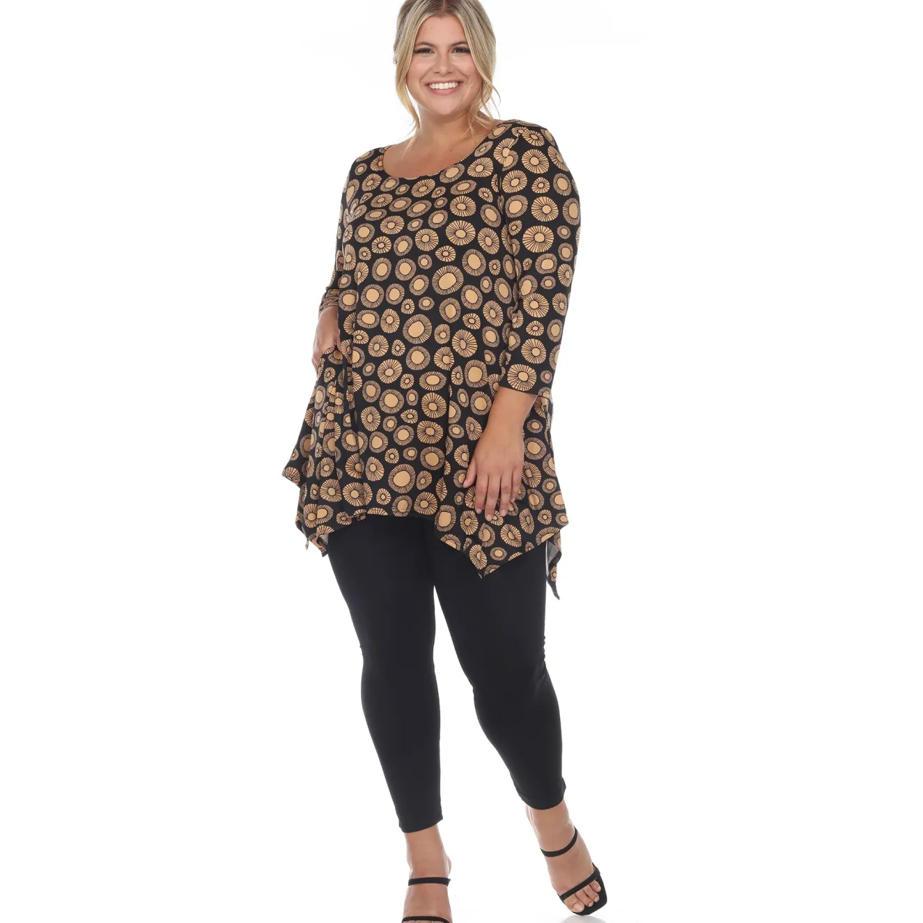 Printed Geometric Circle Tunic Top - Plus