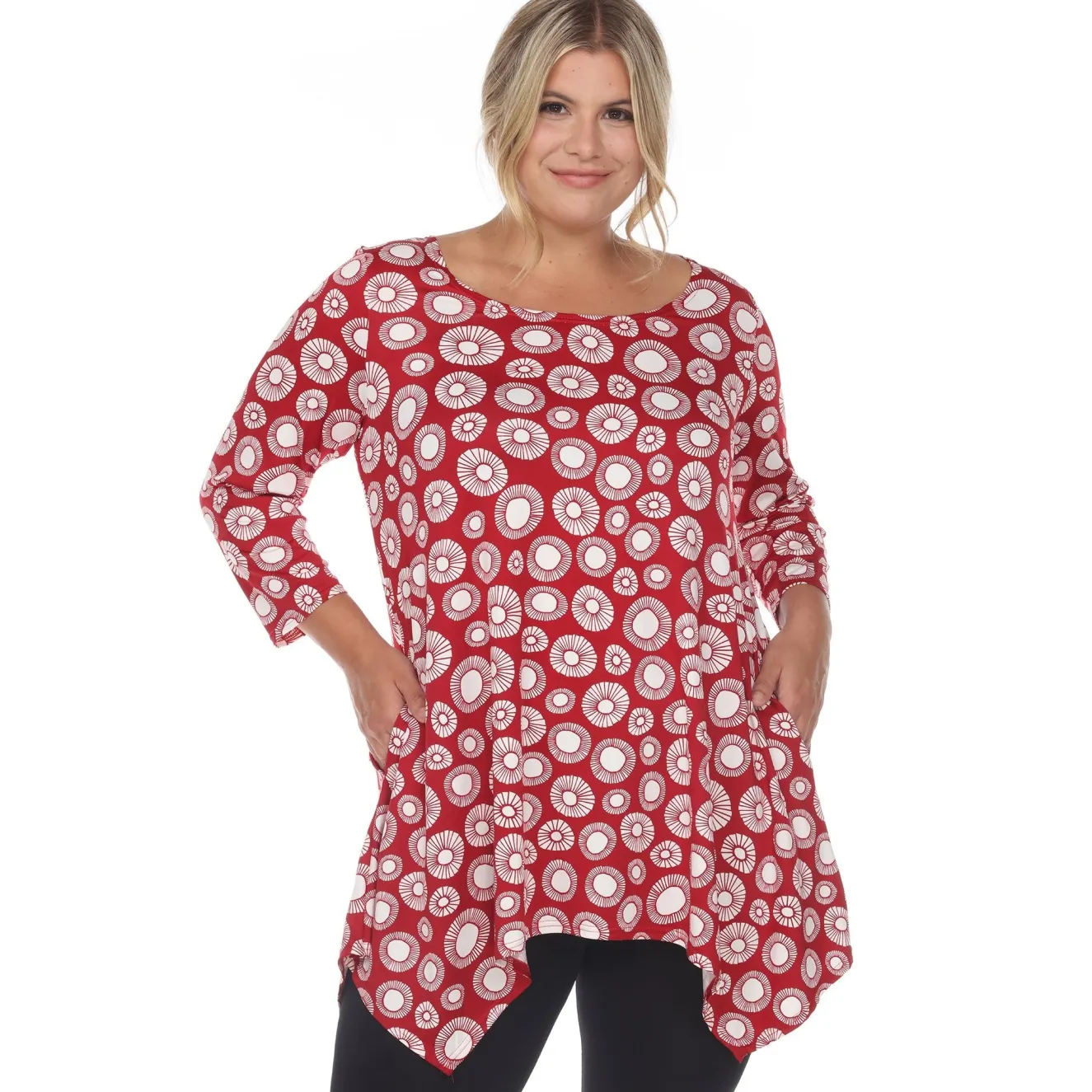 Printed Geometric Circle Tunic Top - Plus