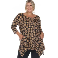 Printed Geometric Circle Tunic Top - Plus