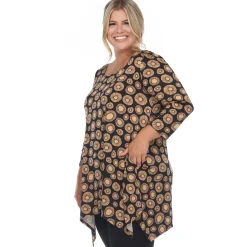 Printed Geometric Circle Tunic Top - Plus