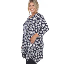 Printed Geometric Circle Tunic Top - Plus