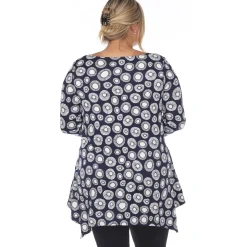 Printed Geometric Circle Tunic Top - Plus