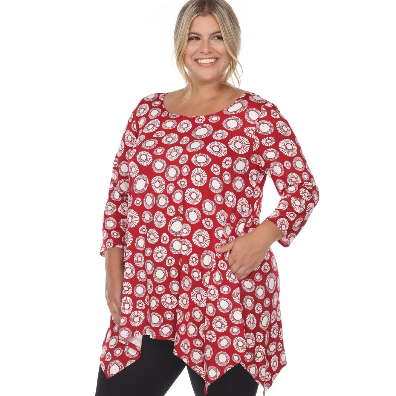 Printed Geometric Circle Tunic Top - Plus
