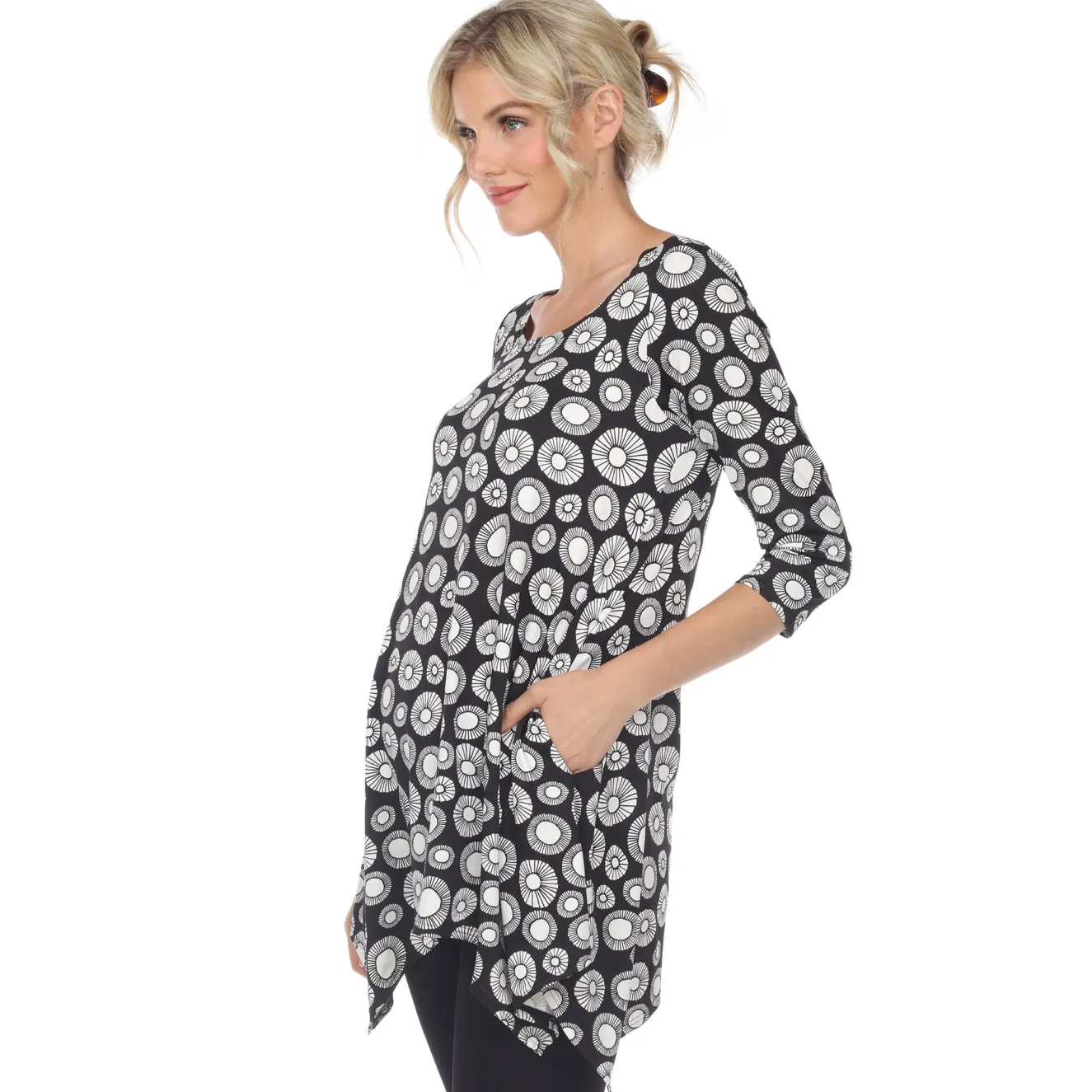 Printed Geometric Circle Tunic Top