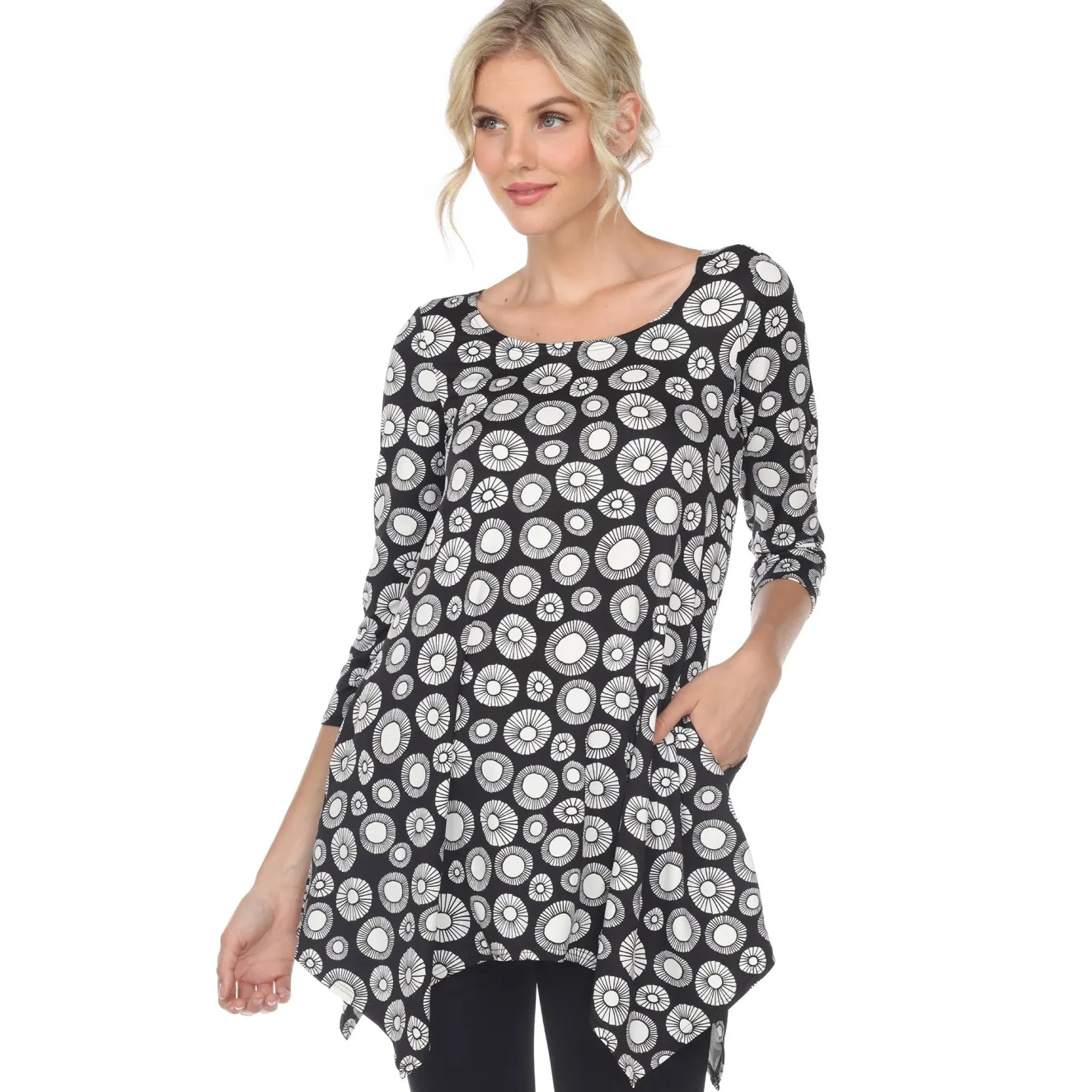 Printed Geometric Circle Tunic Top
