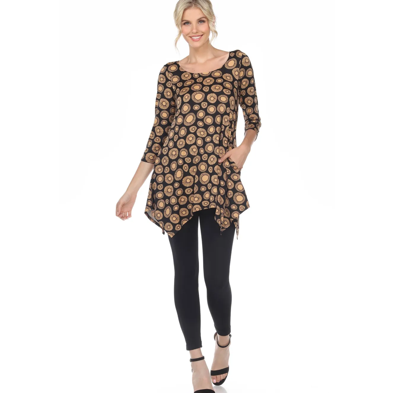 Printed Geometric Circle Tunic Top