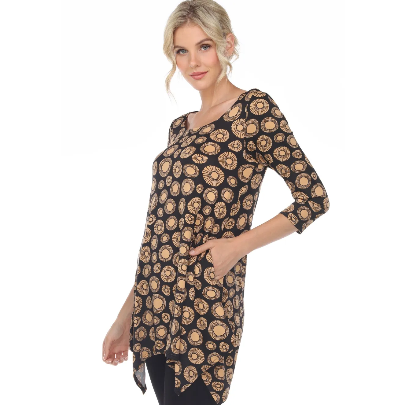 Printed Geometric Circle Tunic Top
