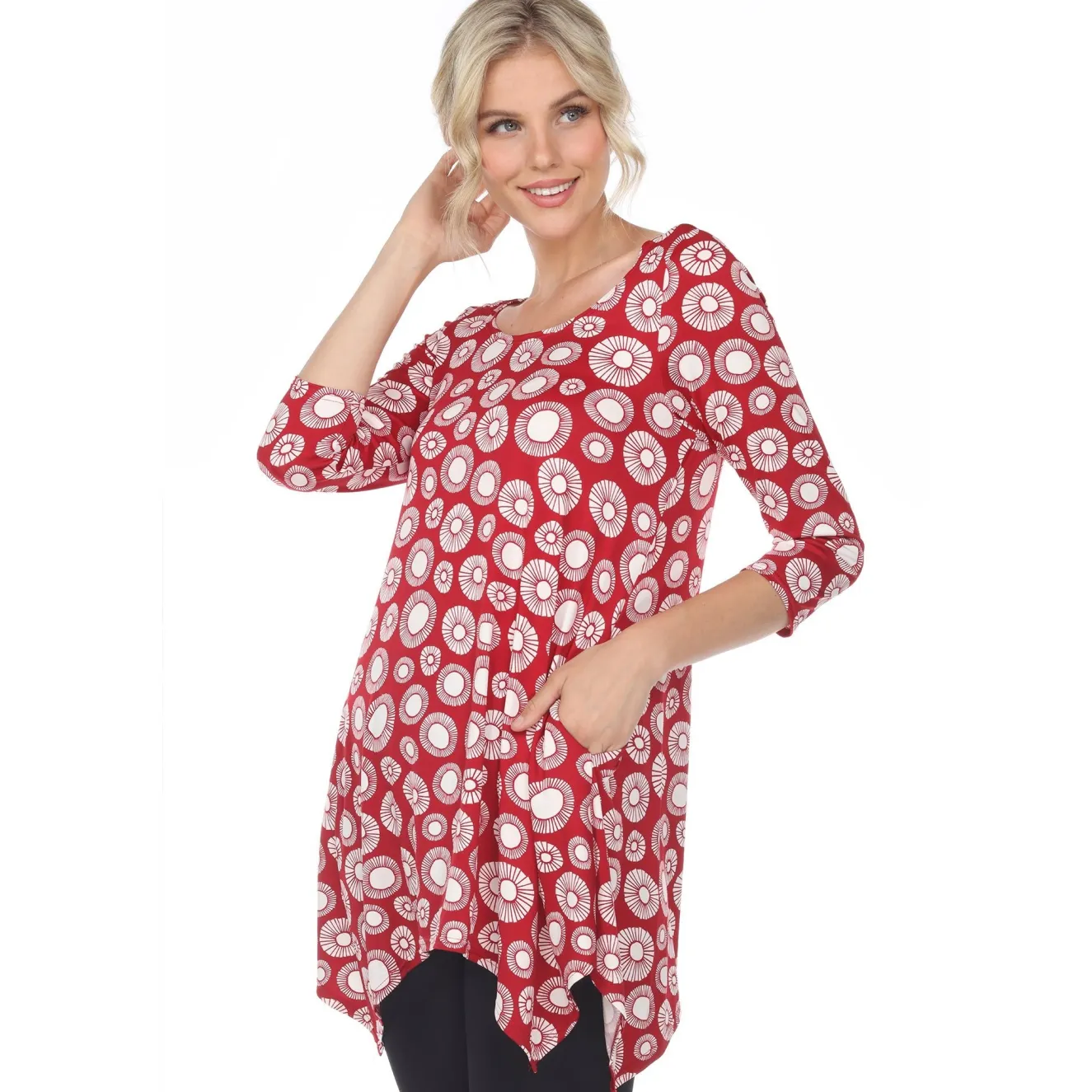Printed Geometric Circle Tunic Top