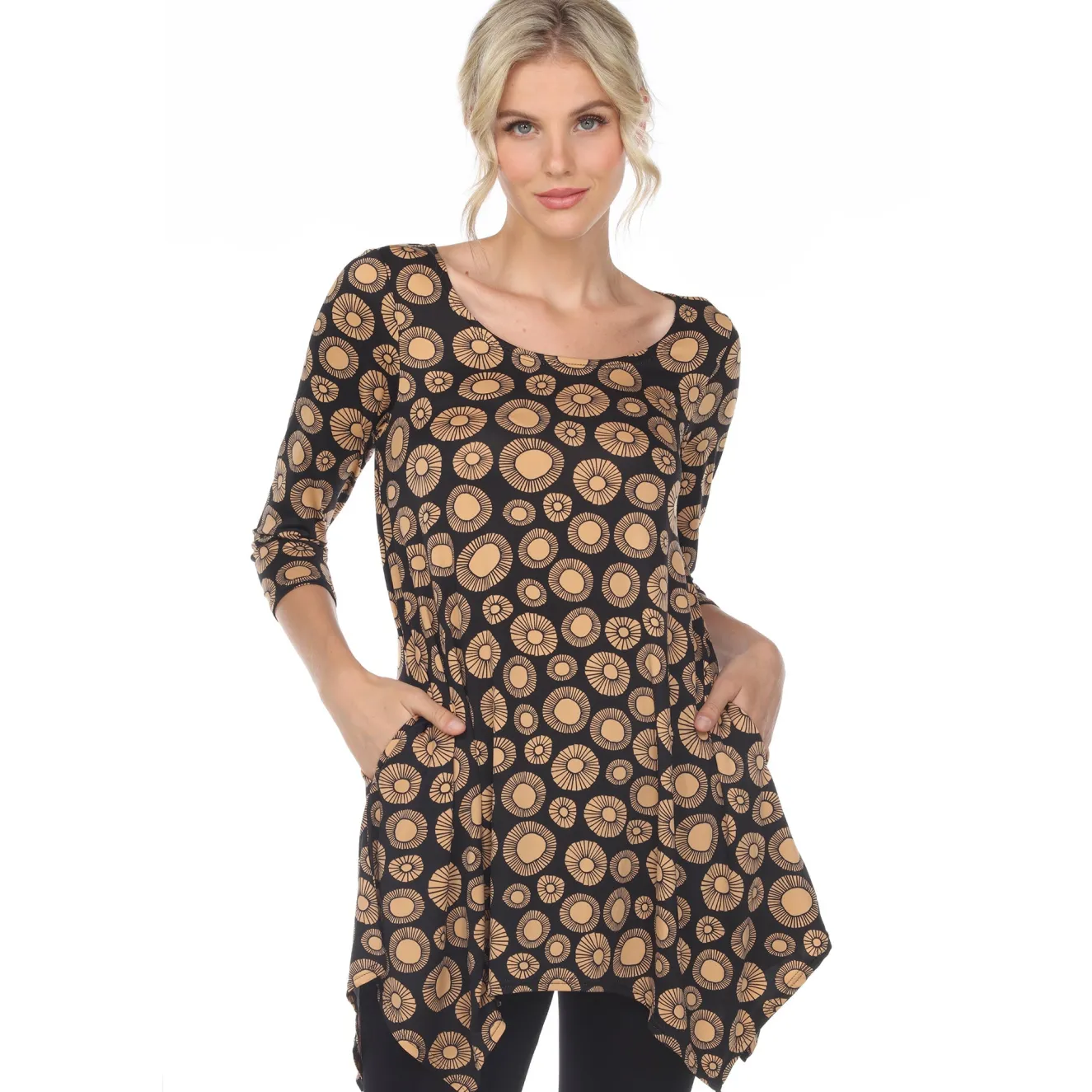 Printed Geometric Circle Tunic Top