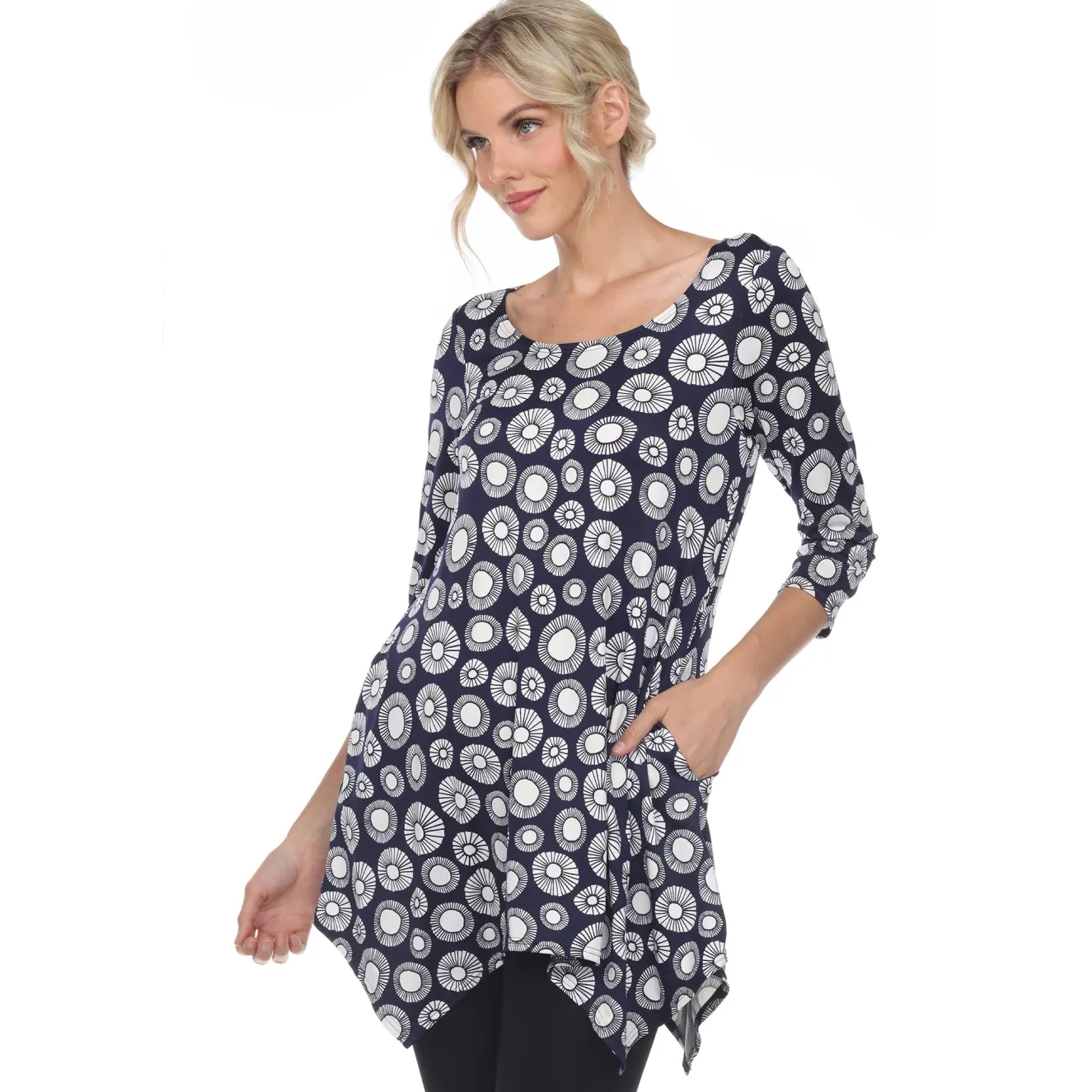 Printed Geometric Circle Tunic Top