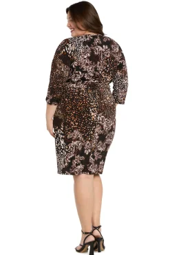 Printed Jersey Faux Wrap Dress- Plus