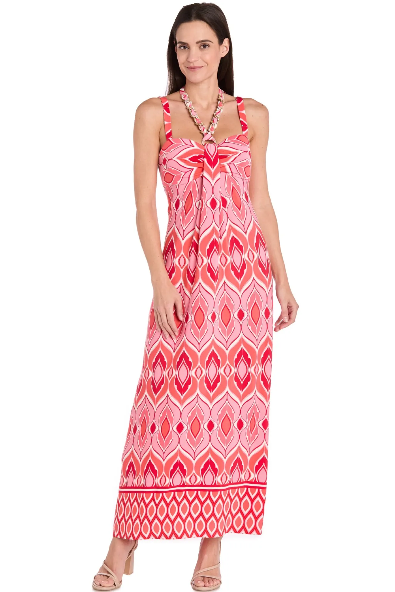 Printed Jersey Maxi Dress with Twist Halter