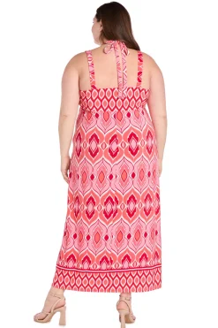 Printed Jersey Maxi with Twist Halter- Plus