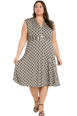 Printed V Neck Jersey with Hardware- Plus