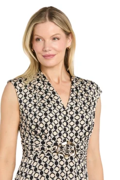 Printed V Neck Jersey with Hardware - Petite