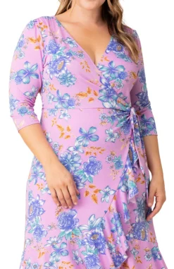 Purple Flirty Flounce Wrap Dress - Plus