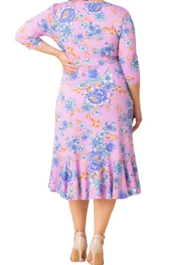 Purple Flirty Flounce Wrap Dress - Plus