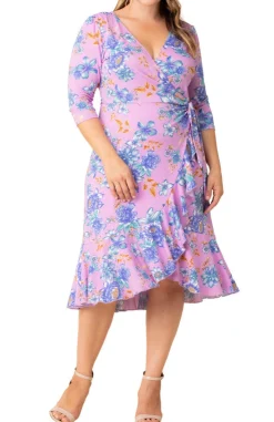 Purple Flirty Flounce Wrap Dress - Plus