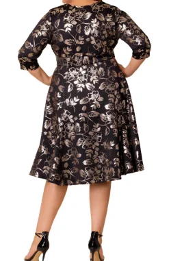Royal Sweetheart Gilded Noir Cocktail Dress - Plus