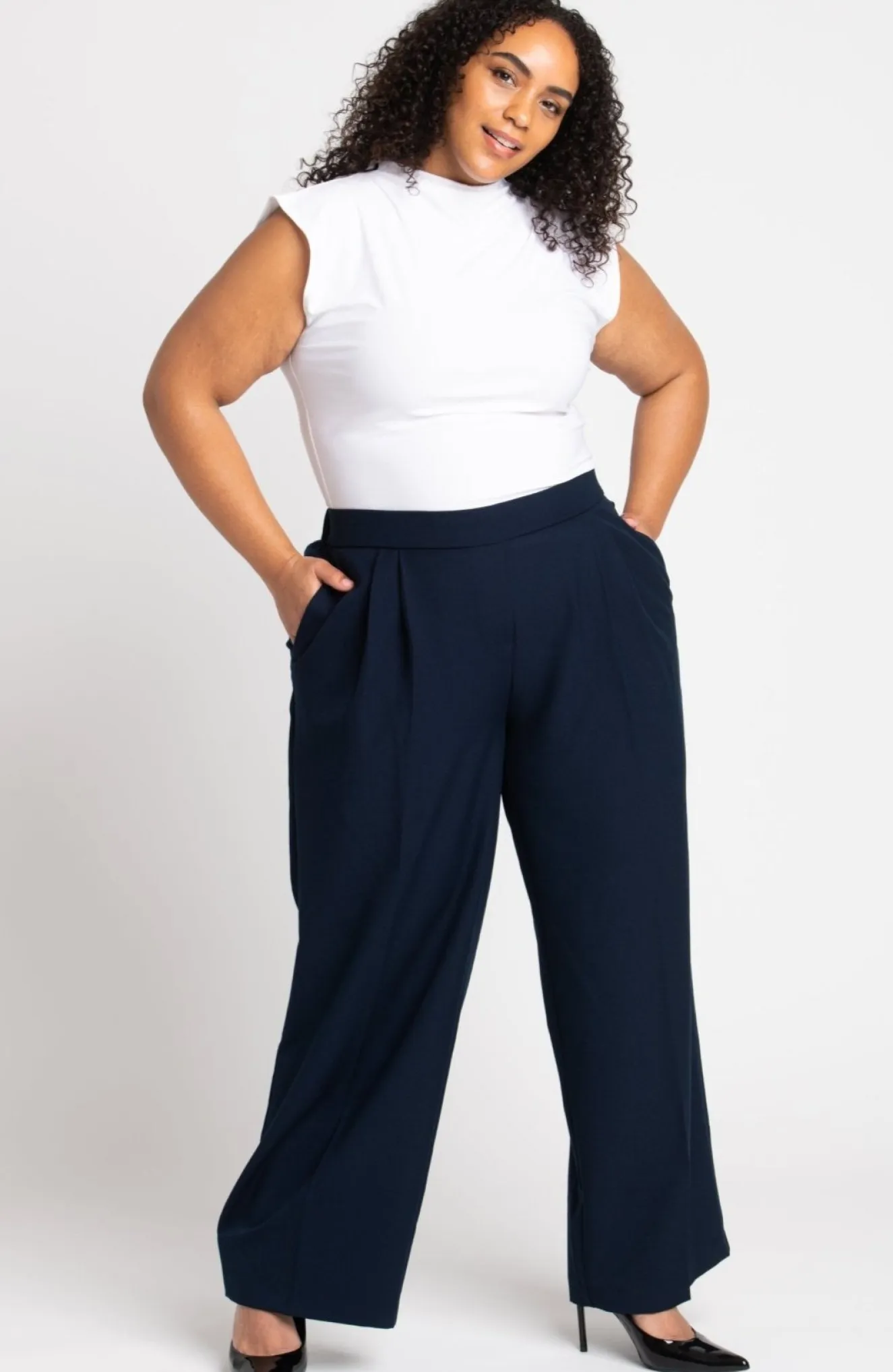 Roz & Ali™ Pleated Wide Leg Trouser Pants - Plus