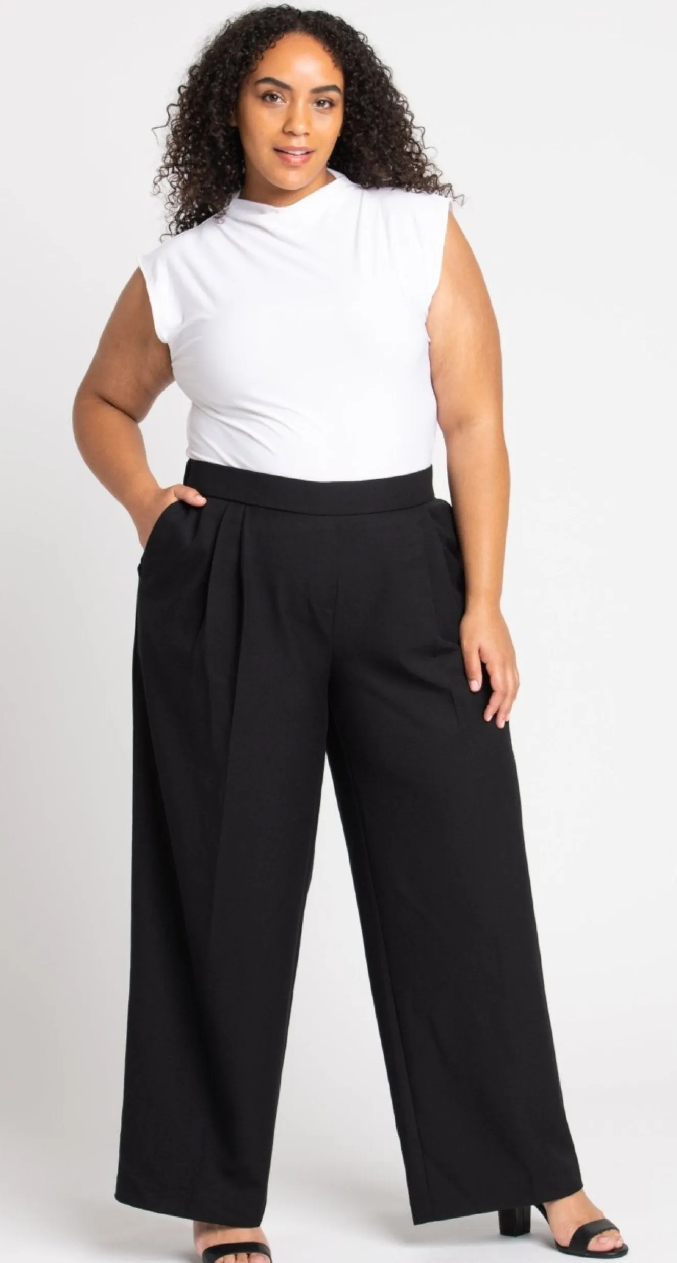 Roz & Ali™ Pleated Wide Leg Trouser Pants - Plus