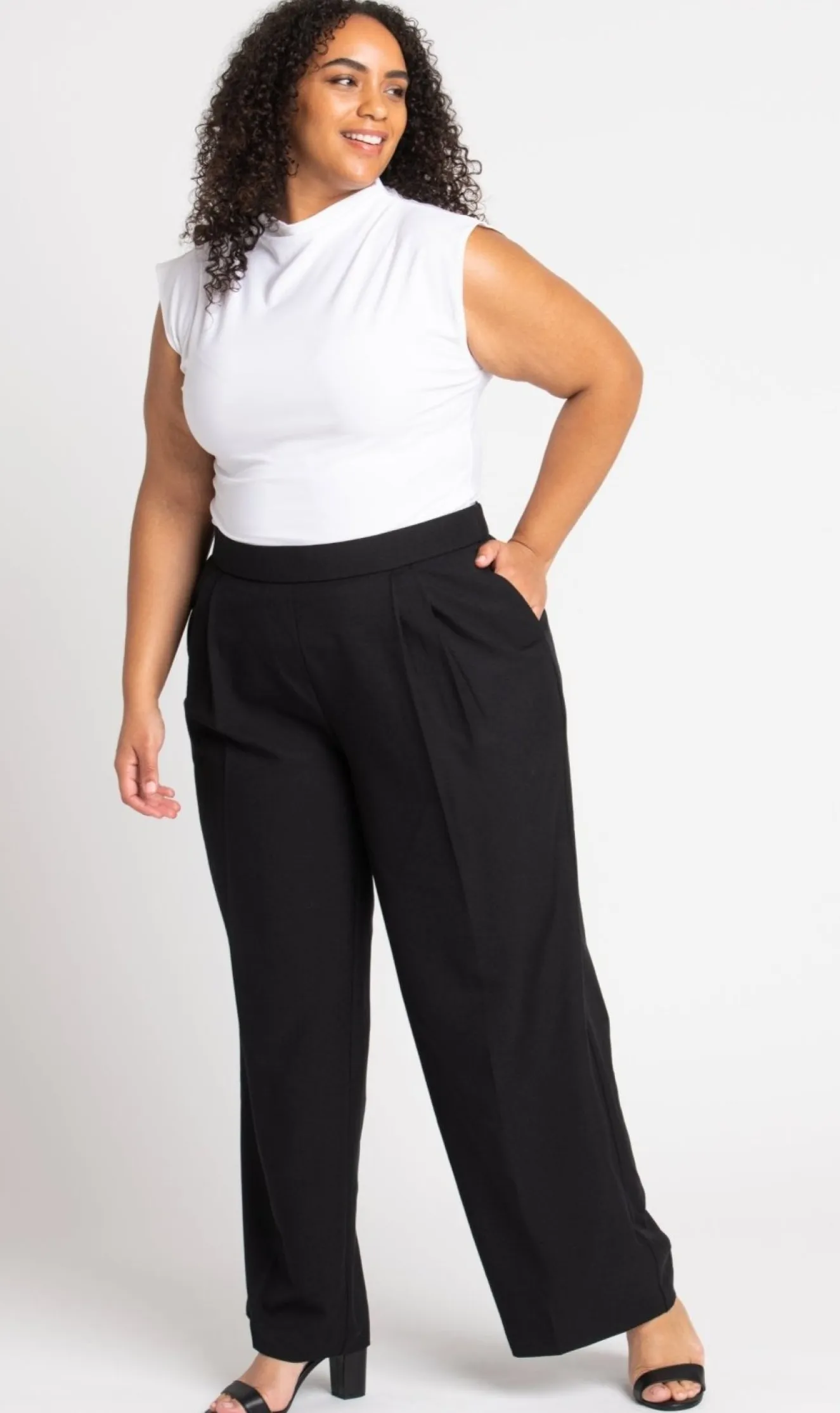Roz & Ali™ Pleated Wide Leg Trouser Pants - Plus