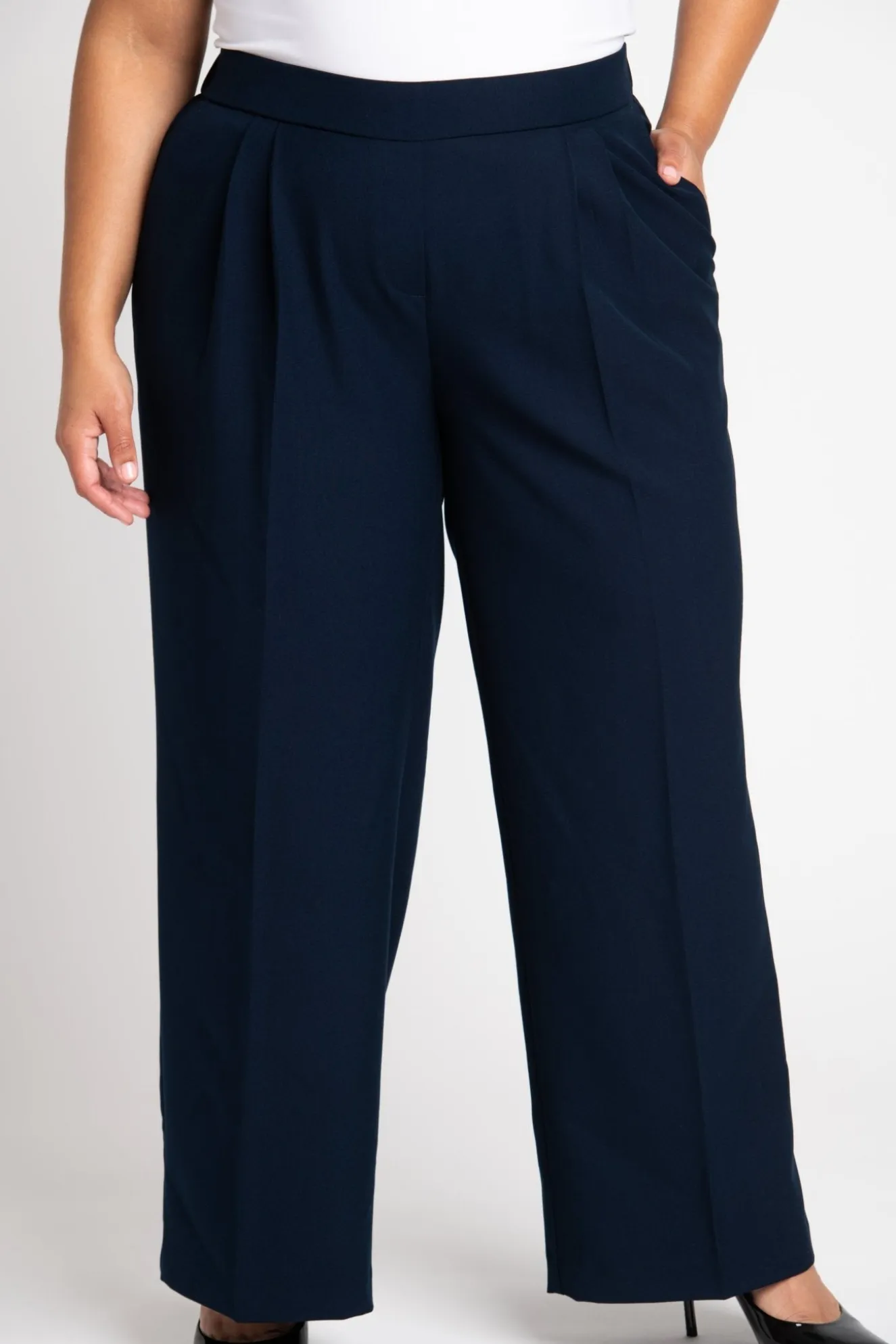 Roz & Ali™ Pleated Wide Leg Trouser Pants - Plus