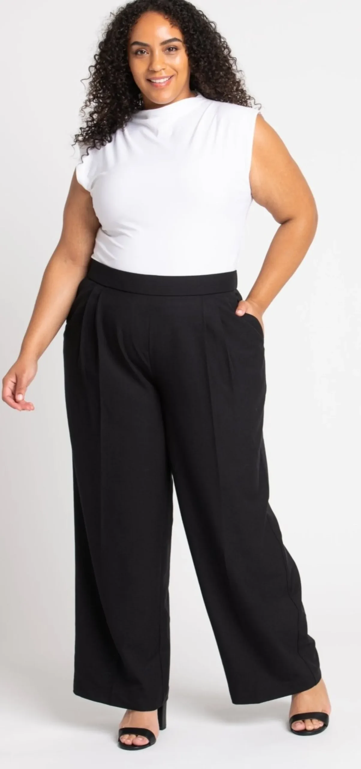 Roz & Ali™ Pleated Wide Leg Trouser Pants - Plus