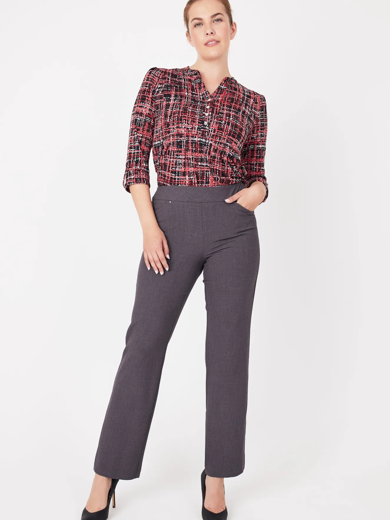 Roz & Ali™ Secret Agent Pull On Tummy Control Pants Straight Leg - Plus - Tall Length