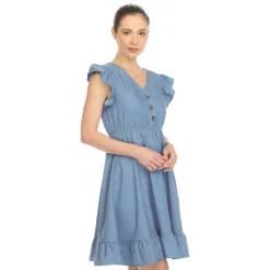 Ruffle Sleeve Knee-Length Dress