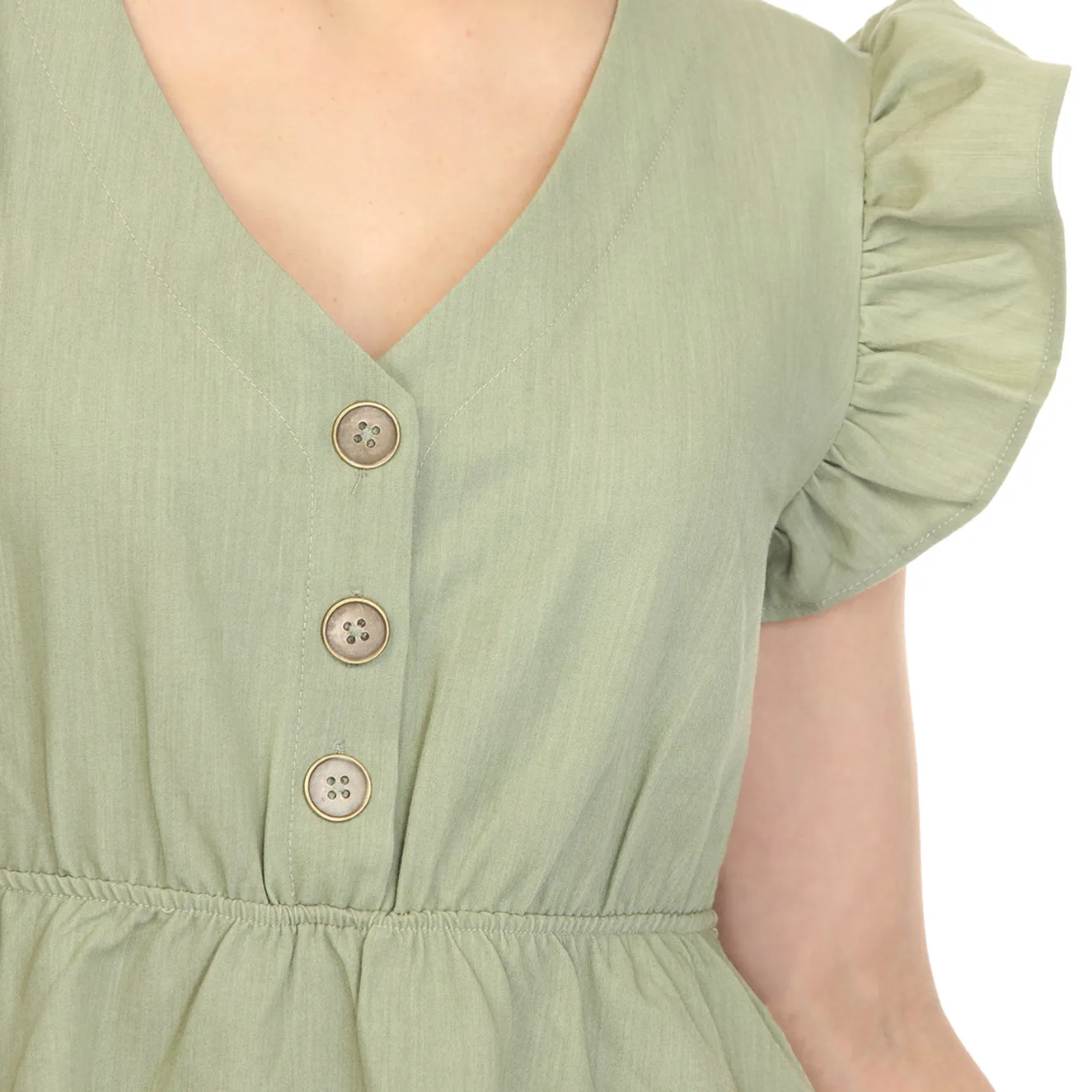Ruffle Sleeve Knee-Length Dress