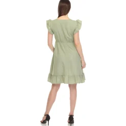 Ruffle Sleeve Knee-Length Dress