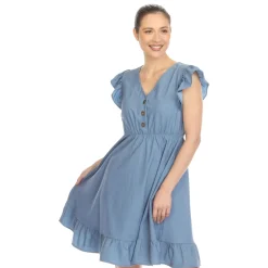 Ruffle Sleeve Knee-Length Dress