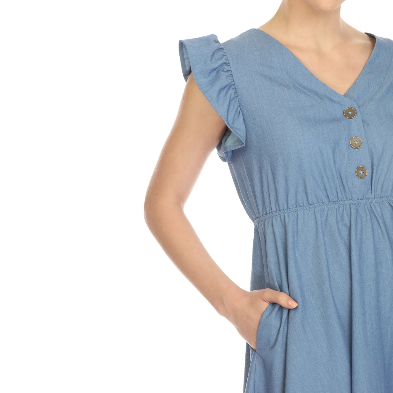 Ruffle Sleeve Knee-Length Dress