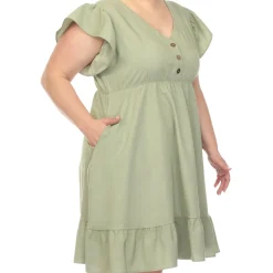 Ruffle Sleeve Knee-Length Dress - Plus