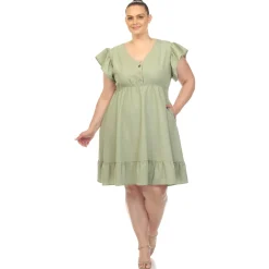 Ruffle Sleeve Knee-Length Dress - Plus