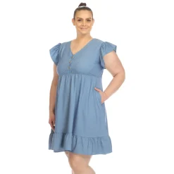 Ruffle Sleeve Knee-Length Dress - Plus