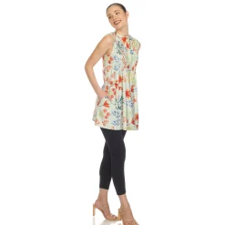 Sage Floral Sleeveless Tunic Top