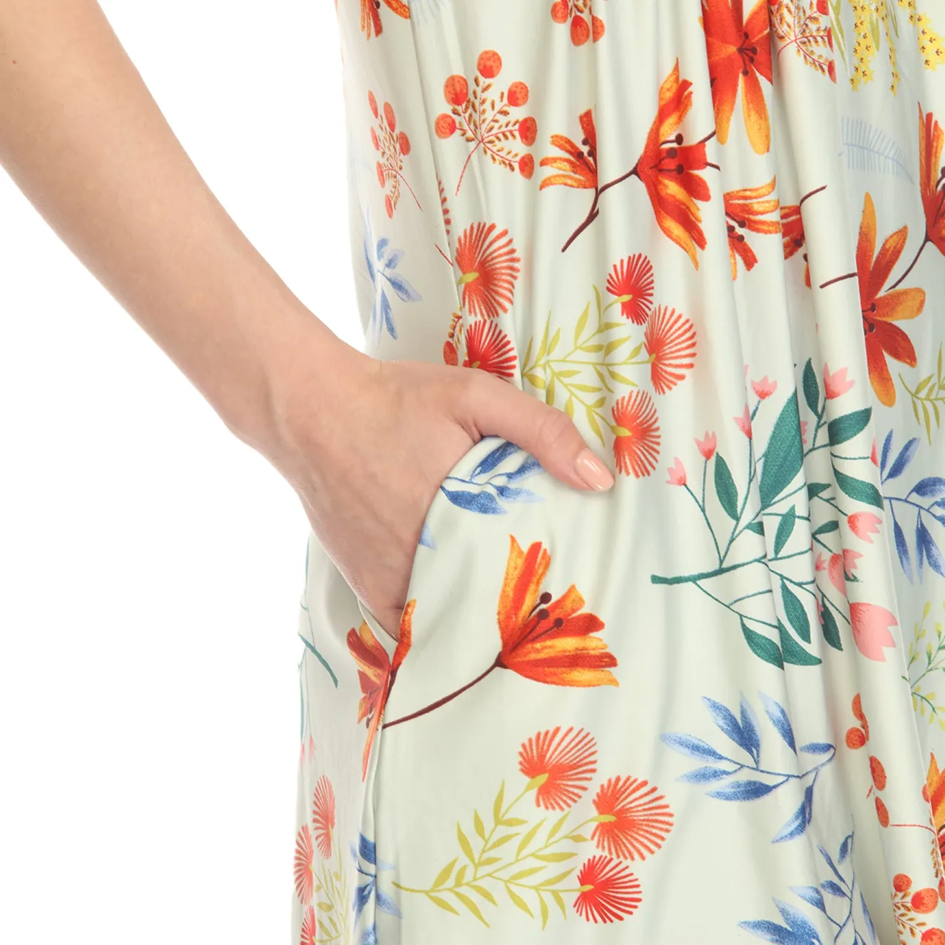 Sage Floral Sleeveless Tunic Top