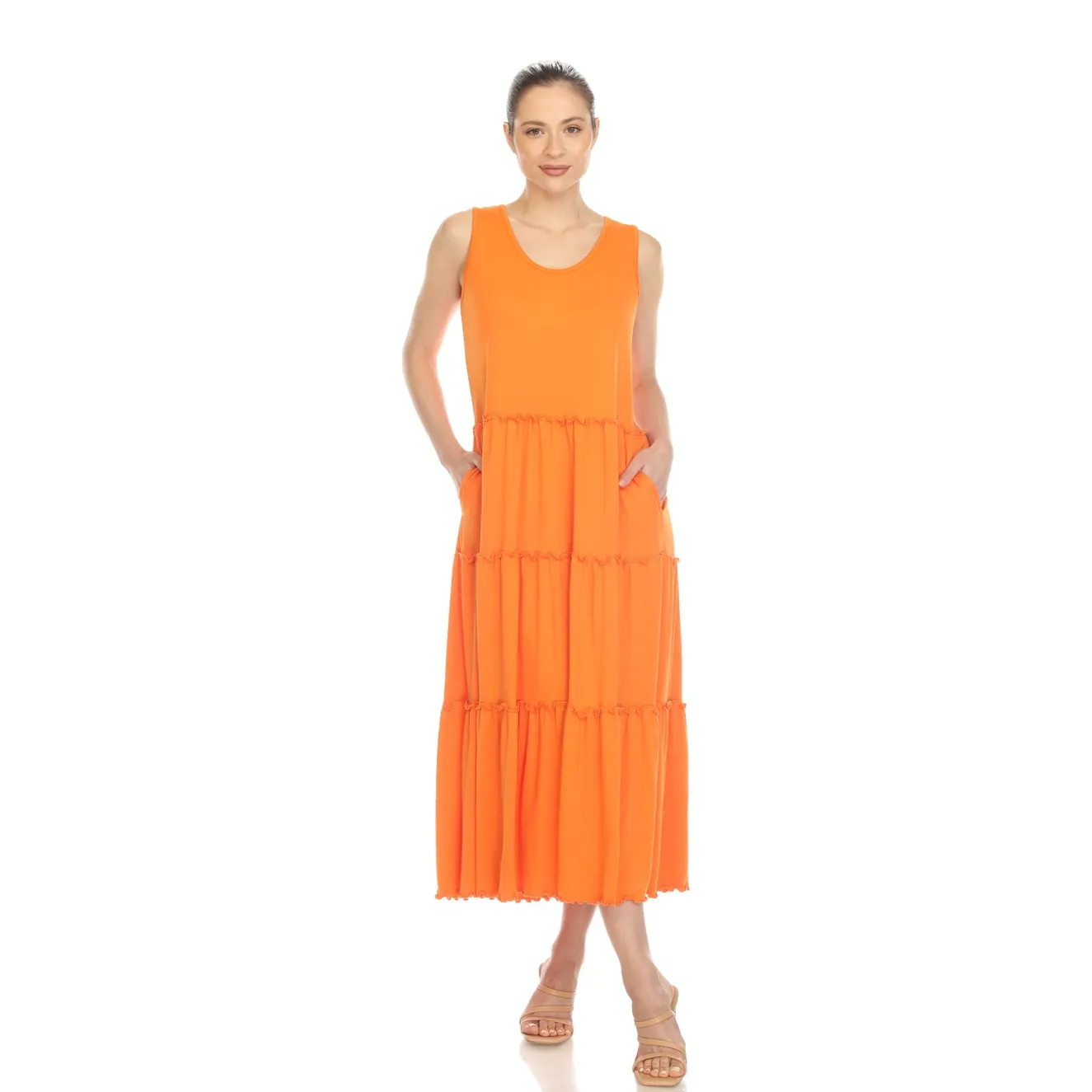 Scoop Neck Tiered Midi Dress